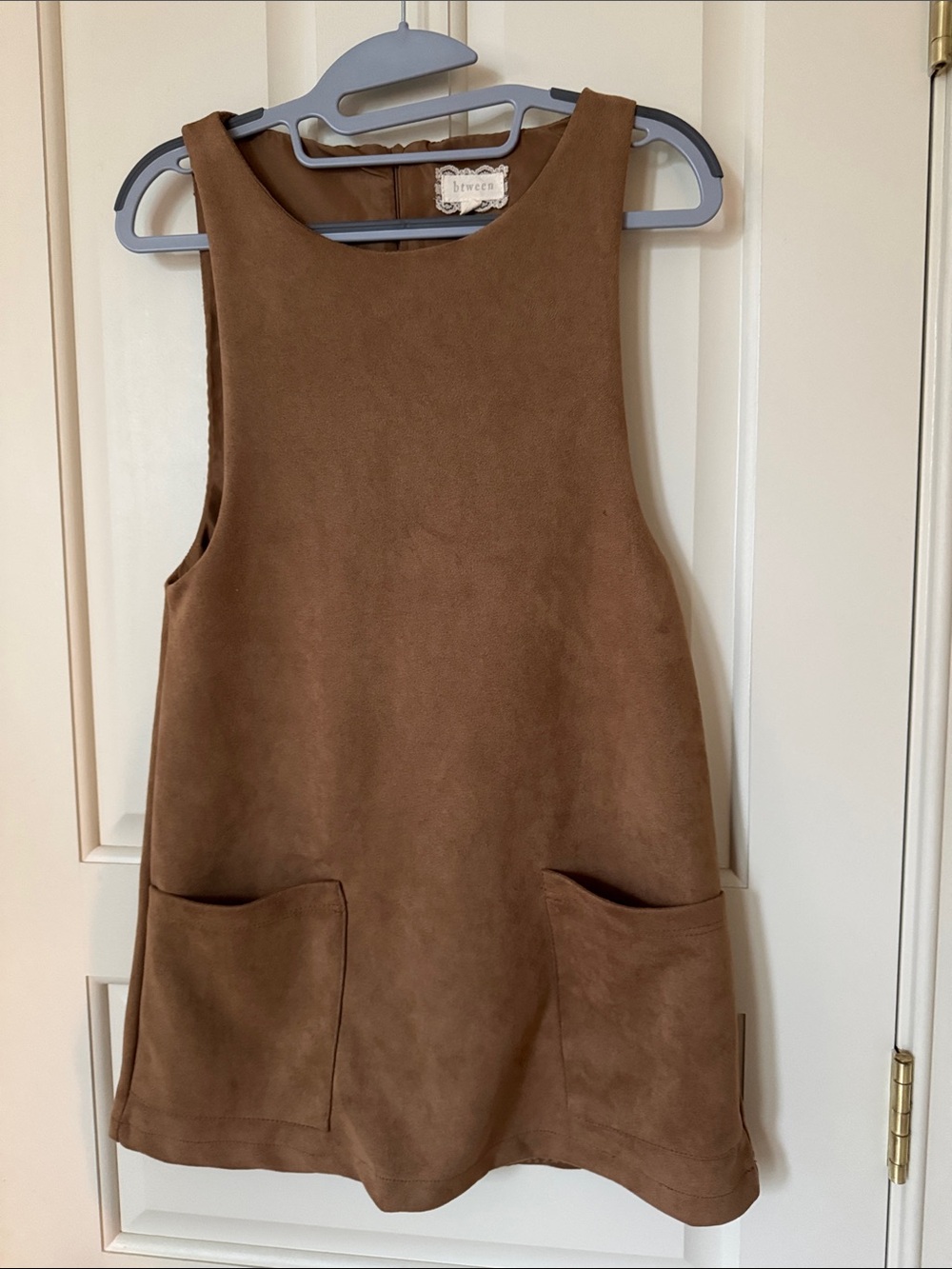 btween Brown Suede-Look Pocket Pinafore Dress